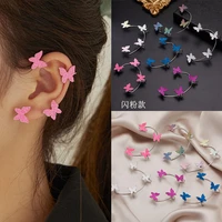 1pcs korean sweet sparkling butterfly ear cuff earrings for women trendy non piercing no need to wear ear clip ear hook jewelry