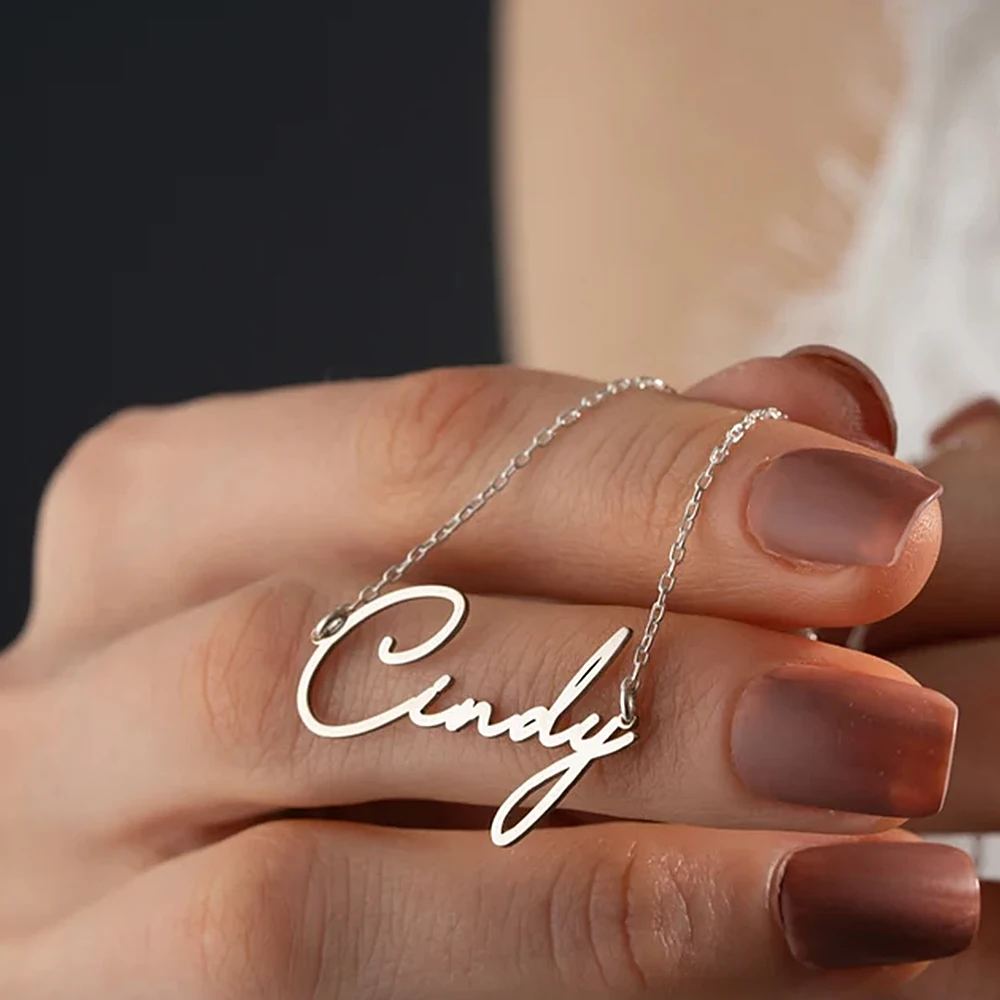 Stainless Steel Women's Custom Personalized Necklace Women's Neck Accessories Custom Name Pendant Necklace Wife Gift Jewelry