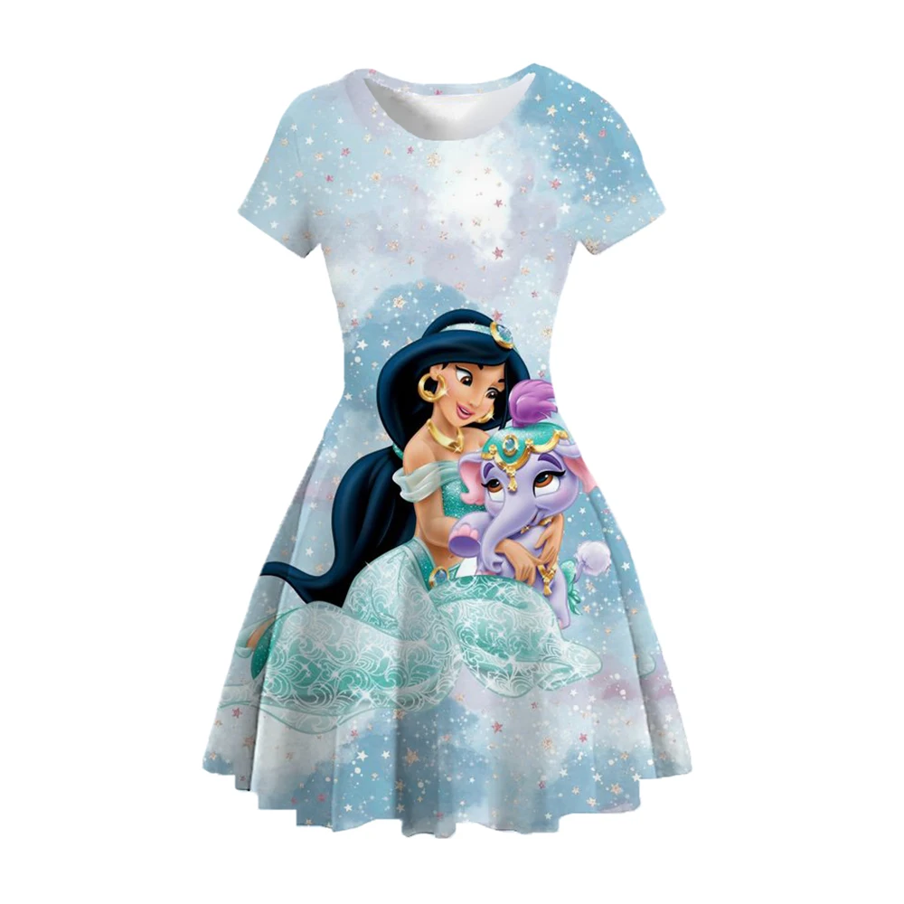 

Disney Aladdin Princess платье цвета жасмин для девочек красивые платья для вечеринки фантазийные костюмы для детей повседневные трапециевидные летн...