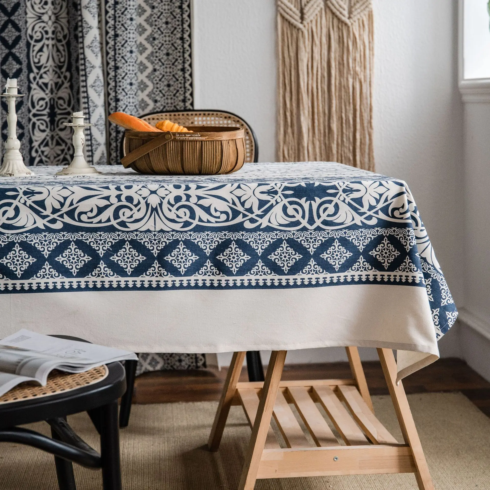 

Retro Linen Decorative Tablecloth for Table Dining Table Cloth Cover Rectangular Tablecloths Home Kitchen Party Decoration
