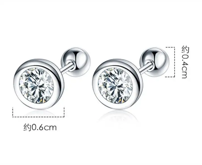2024 настоящее серебро 925 пробы круглые 6 мм блестящие бусины CZ серьги-гвоздики для