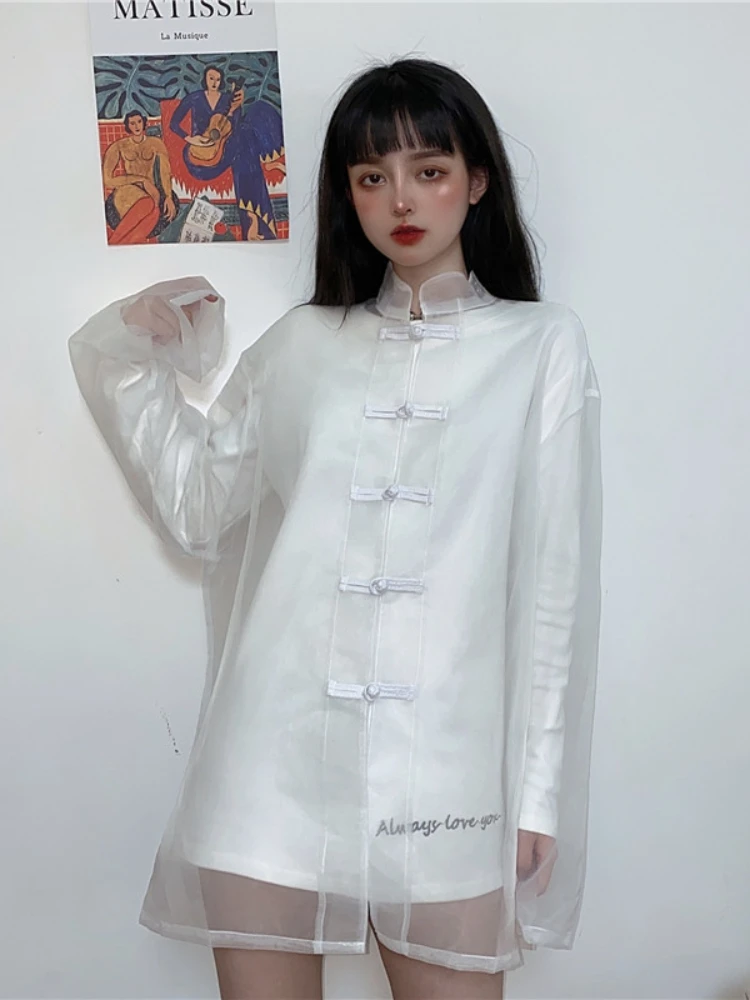 Женские блузки в Корейском стиле Harajpoo свободный сетчатый солнцезащитный Топ