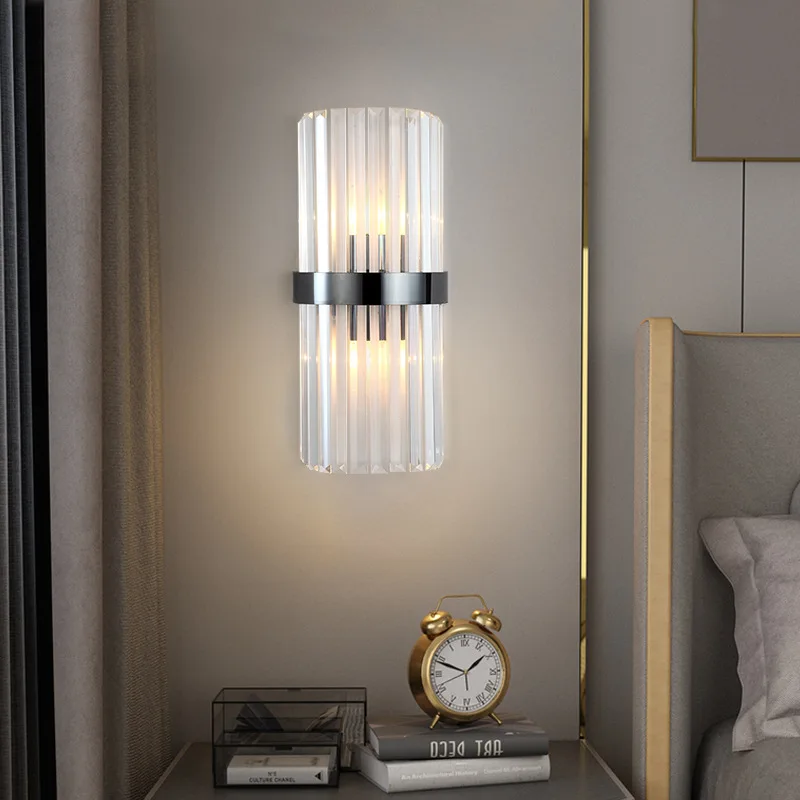 

Nordic Crystal Wall Lamp Living Room Bedroom Corridor Bedside Indoor Wall Lamp Variable Light with Three Colors Led Decorative L
