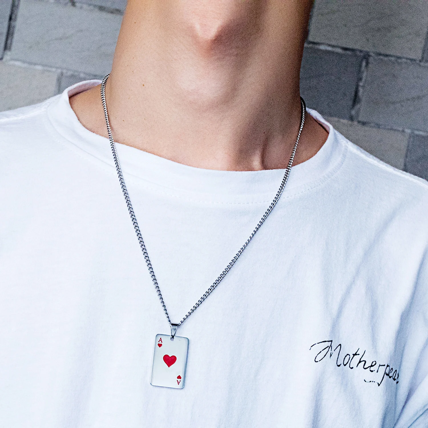 Ожерелье-цепочка с подвеской в виде карты для покера из нержавеющей стали женщин