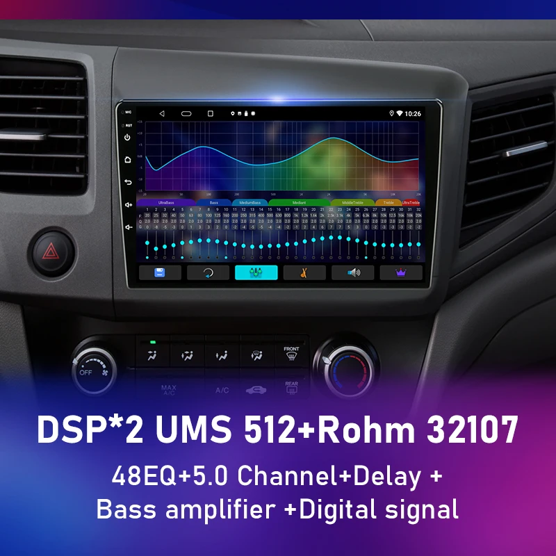 for honda civic 2012 2015 android 11 car radio multimedia video player 2din navigation head unit stereo audio carplay speakers free global shipping