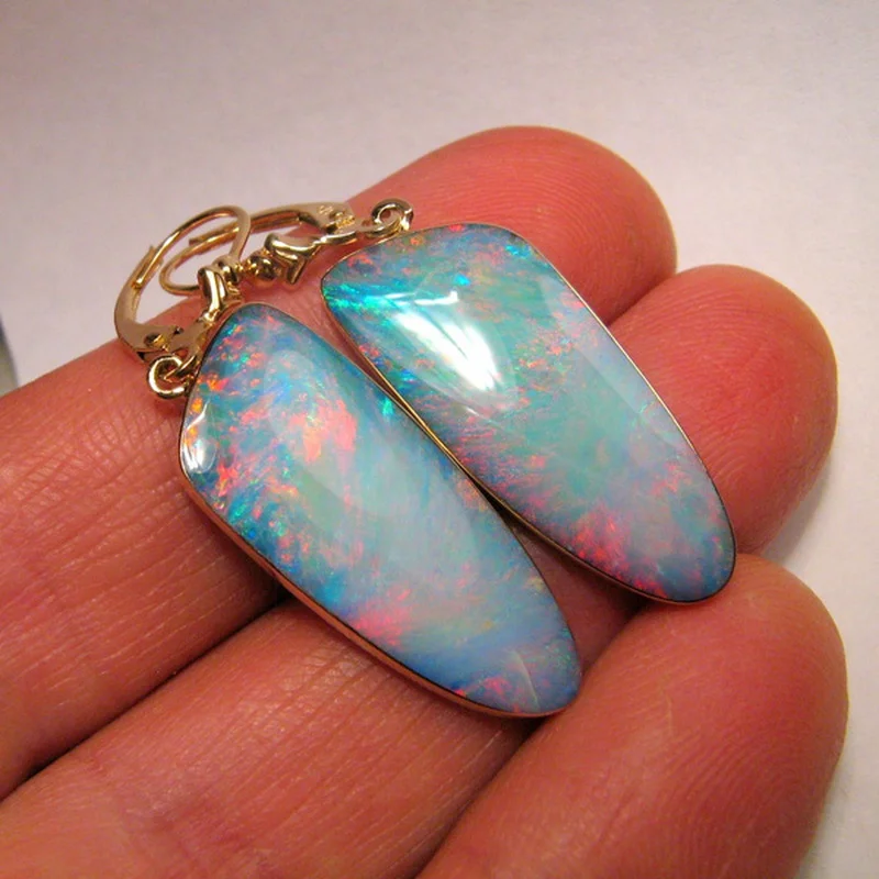 серьги женские 2021 тренд кольца винтаж Женские с опалом ювелирные изделия