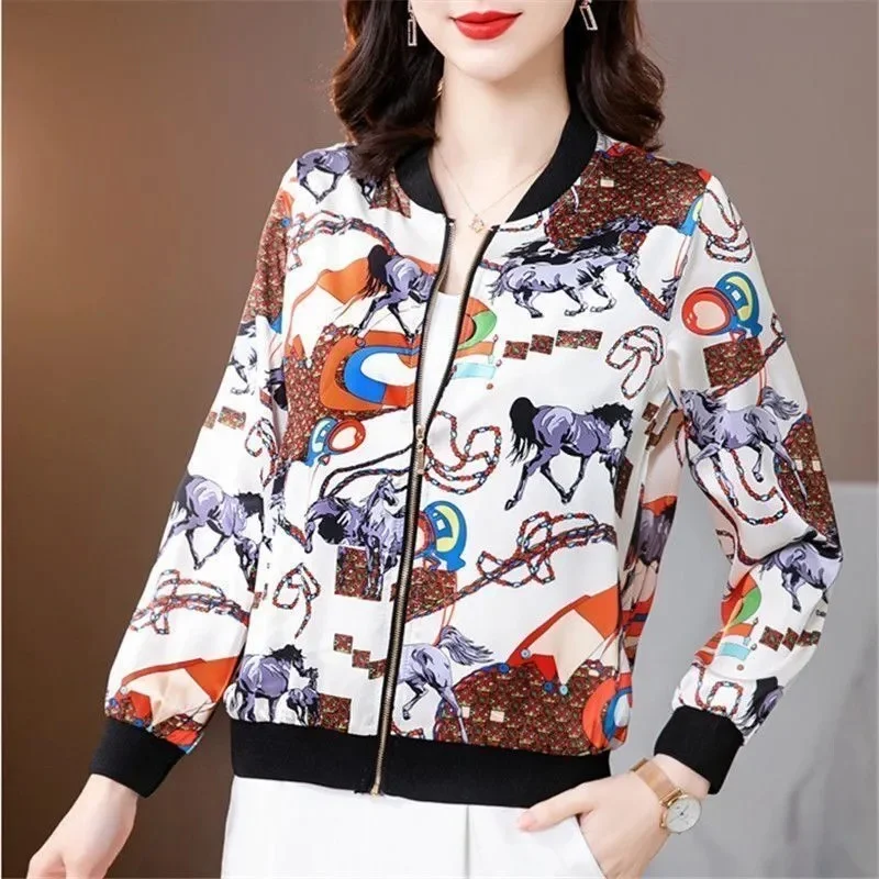 

Chiffon Sunscreen Clothing Women's Summer 2023 New Loose Jacket Baseball Coat Short Coat Long Sleeve Cardigan Thin Outer Layer