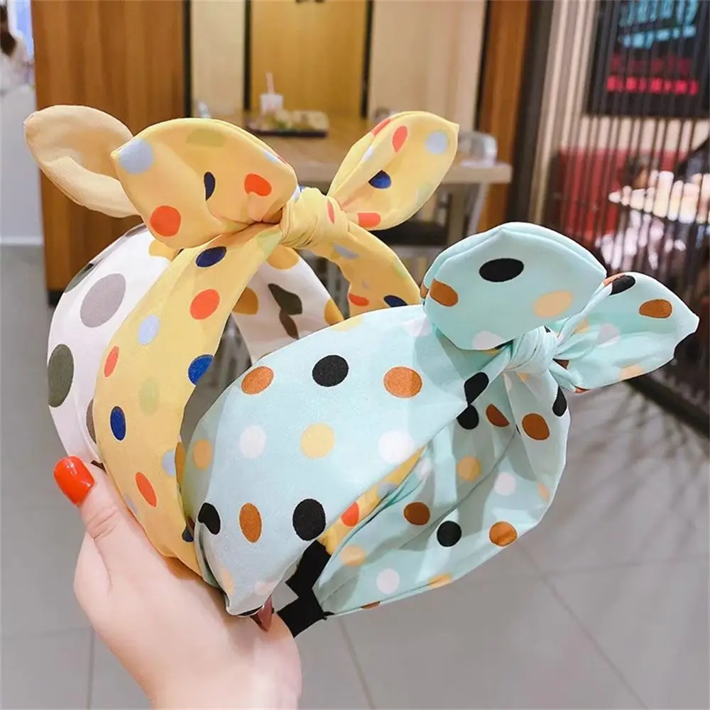 

Korean Style Cute Girls Hair Accessories Headdress Polka Dot Hair Hoop Girls Wide Headband Bow Cross Hairband Headwear