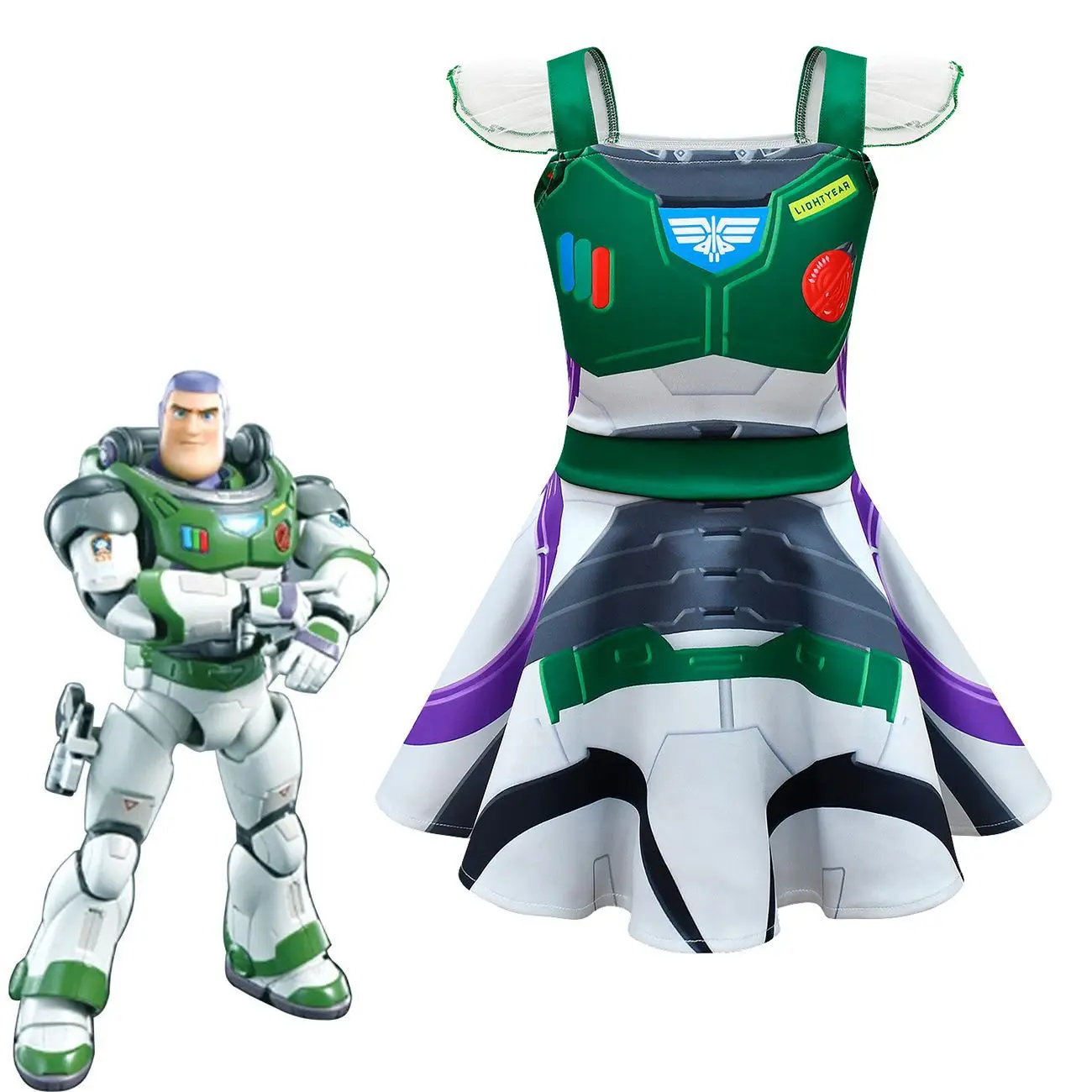 Summer Girls Cartoon Buzz Lightyear Cosplay Dresses Charm Encanto Carnival Halloween Costume Dress Up