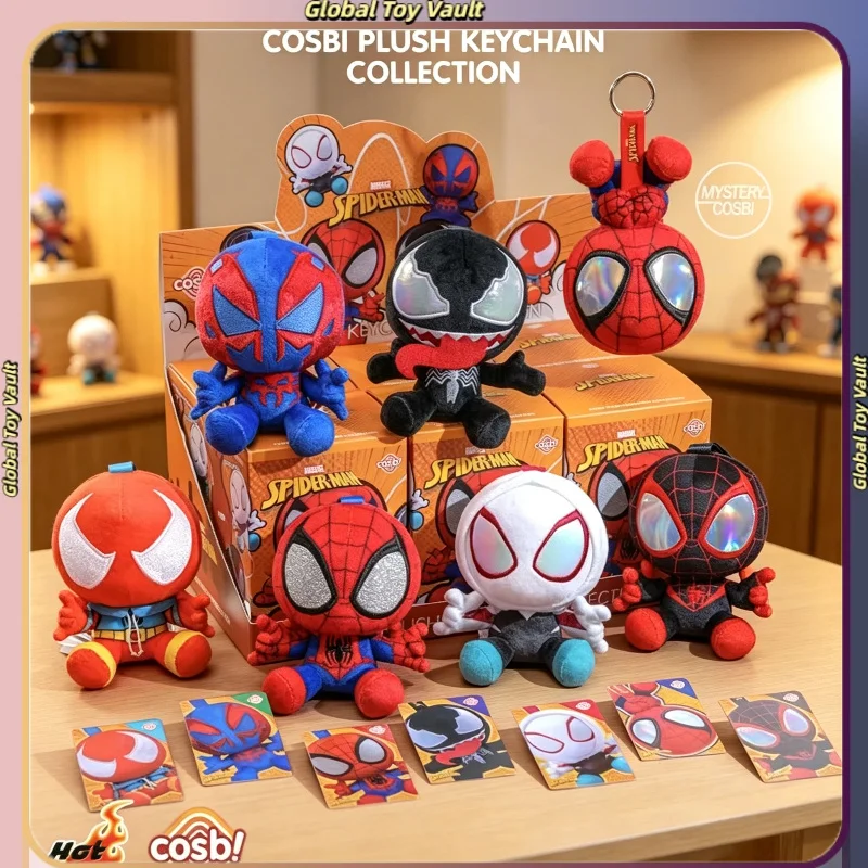 Фото Плюшевый брелок-сюрприз Marvel Spider-Man Mystery Cosbi: Веном, Гвен, Майлз Моралес. Мягкая игрушка-подвеска для сумки. Подарок-сюрприз для фанатов. №1