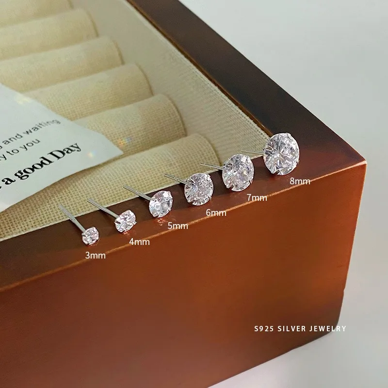 SA SILVERAGE стерлингового серебра 925 пробы мини-серьги-гвоздики с кубическим