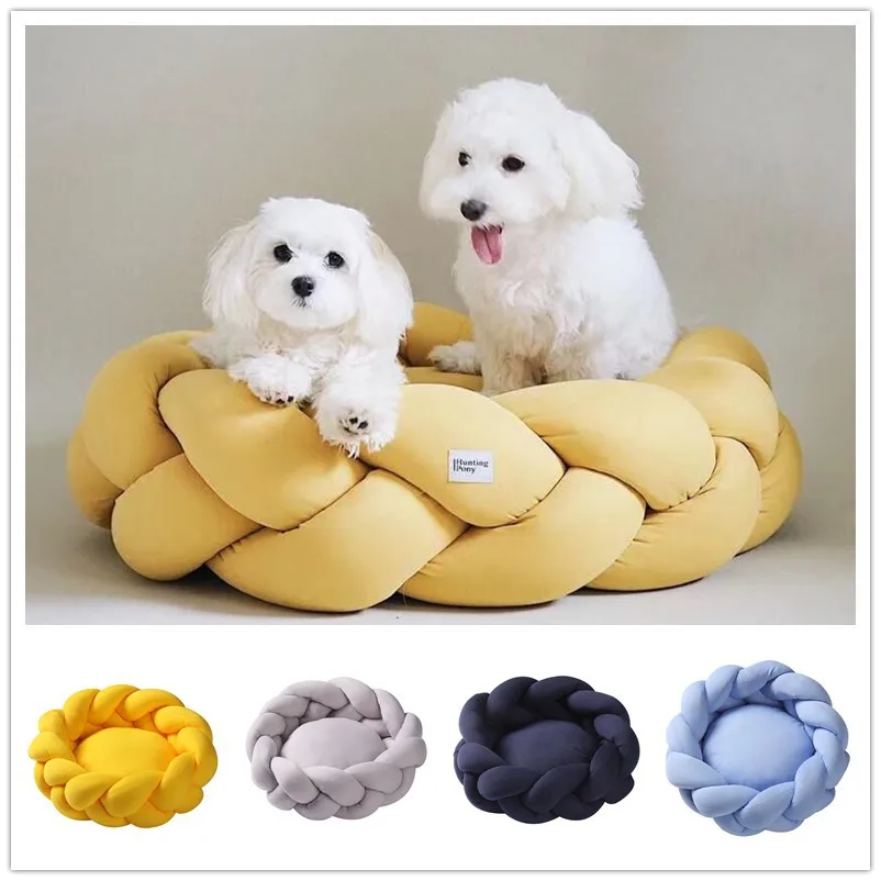 

Non-slip Winter Round Plush Pet Dog Cat Bed Anti-scratch Nest for Deep Sleep Cats Bed puppy Basket Kennel With Removable Mat