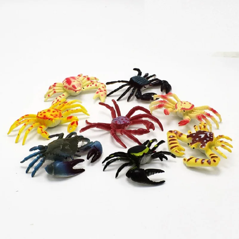 

8Pcs Mini Crab Model Plastic Animals Figures Collectible Figurines Fidget Cheap Tiny Children Toy Animal Sea Toy Children's Gift