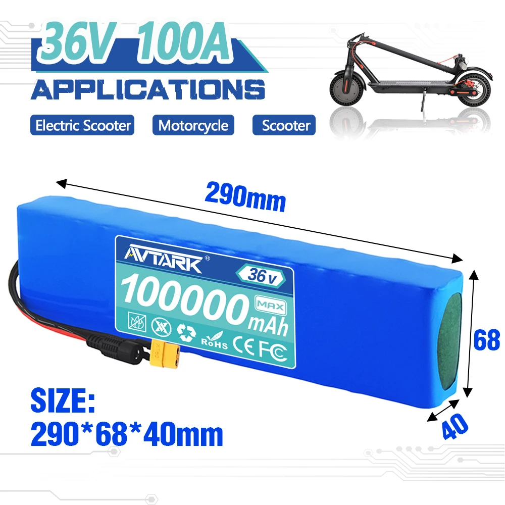 

36V 100Ah 18650 Rechargeable Lithium Battery Pack 10S3P 1000W Power Modified Bicycle Scooter Electric Vehicle with BMS