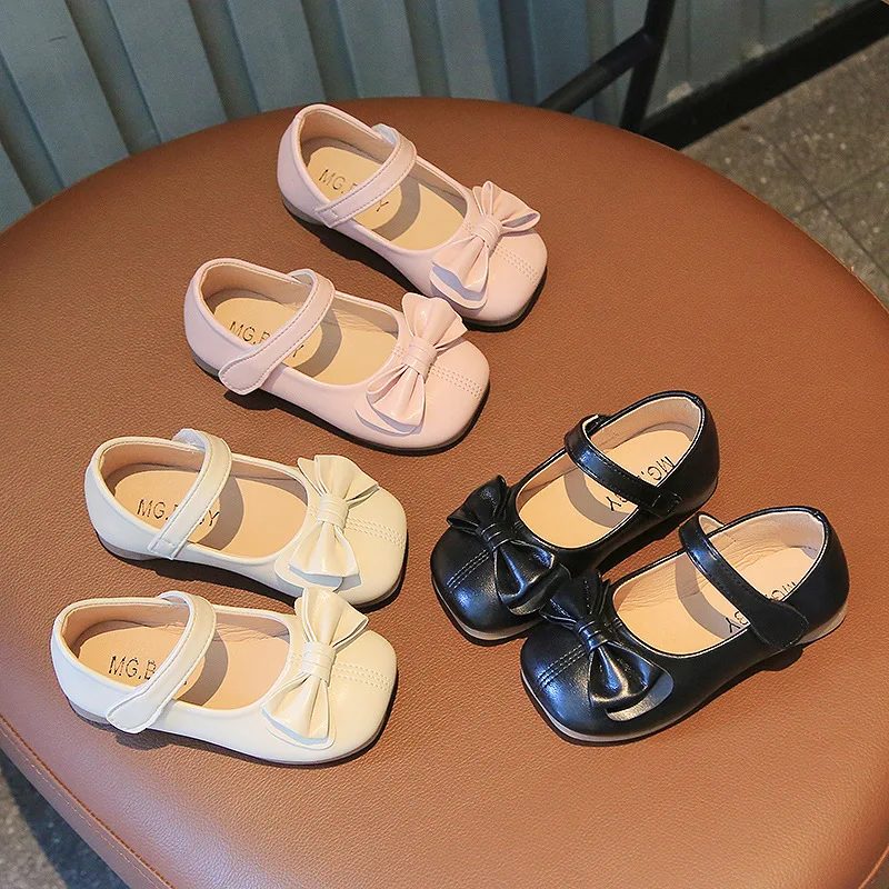 Туфли принцессы из ПУ кожи для девочек мягкая подошва школьные лоферы