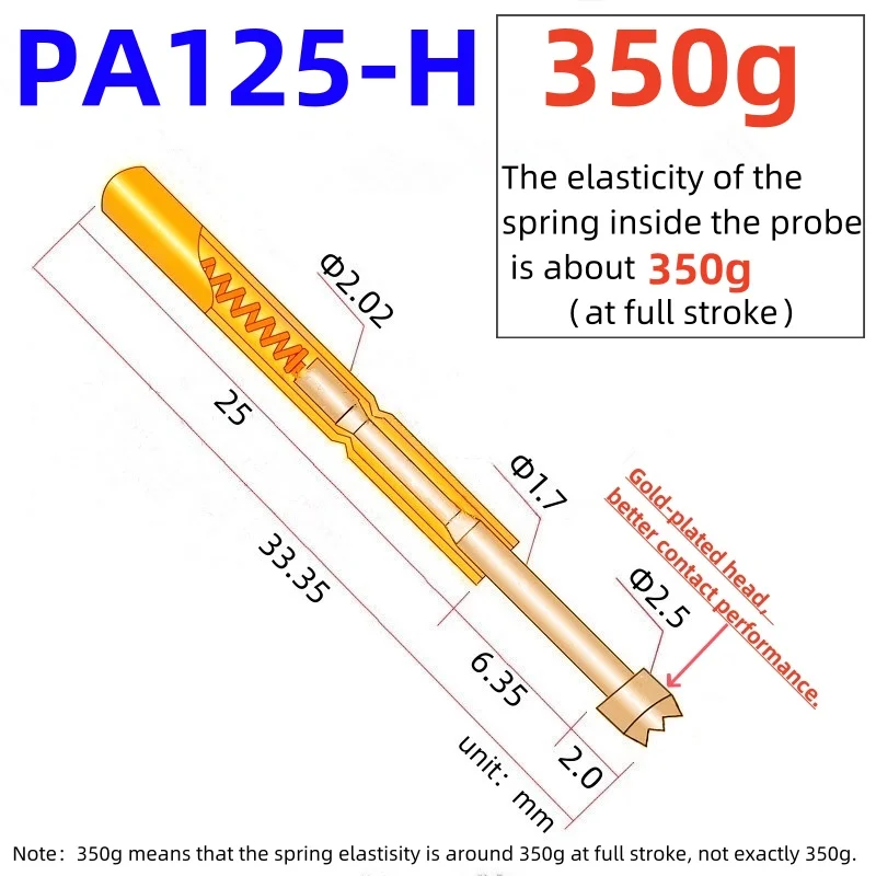 20/100 шт. пружинный тестовый штифт PA125-H 33 35 мм 2 02 головка с 9 когтями 50 игольный зонд