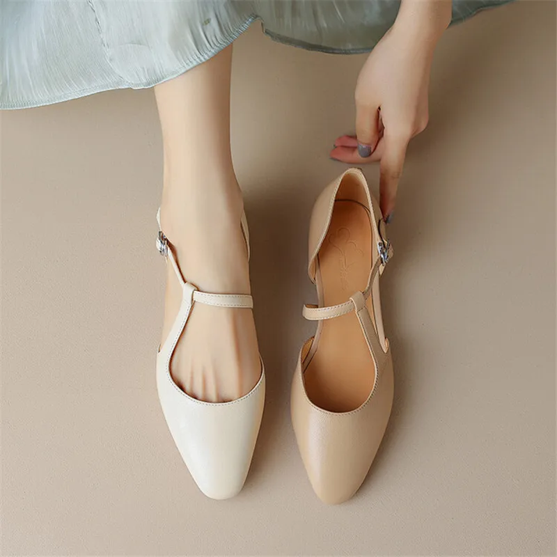 

Сандалии женские из натуральной кожи, босоножки с закрытым носком, повседневная обувь из овечьей кожи, низкий каблук, лето 2023