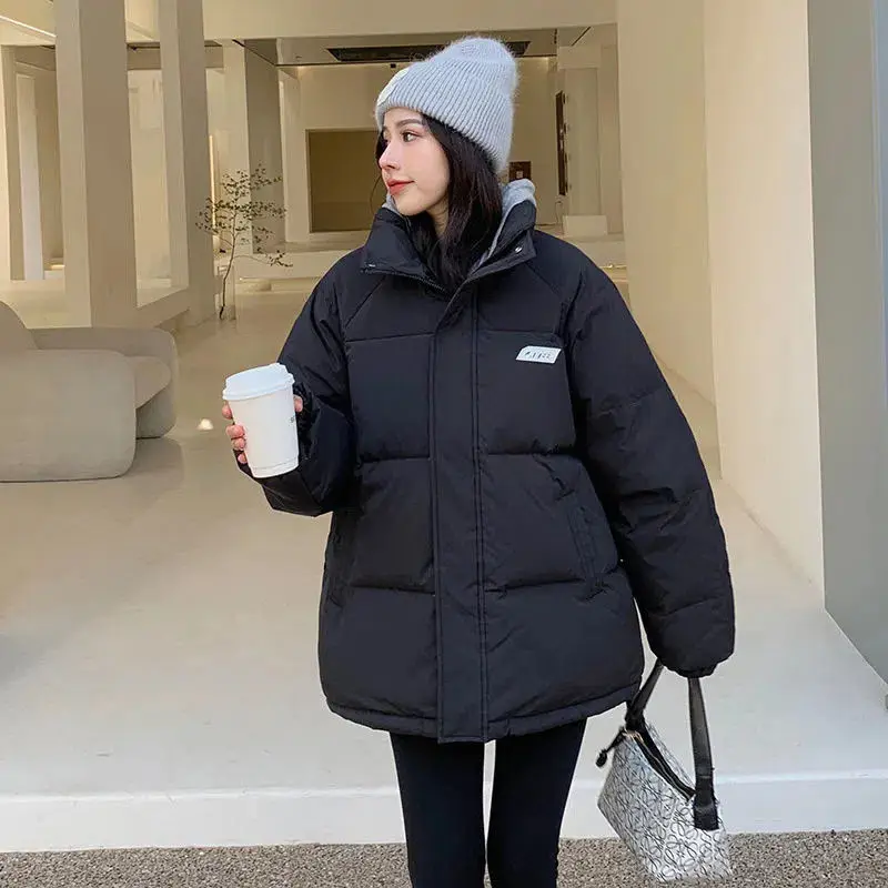 New Winter Women's Casual Plus Size Cotton Coat Korean Fashion Loose Slimming Thickened Down Jacket Women's Solid Color Coat