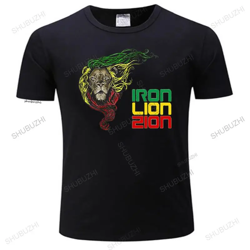 

T Shirt Reggae Lion Zion Costume Adult Rasta Lion Tops Tees Novelty Camisetas cotton Short Sleeve Shirt euro size bigger size