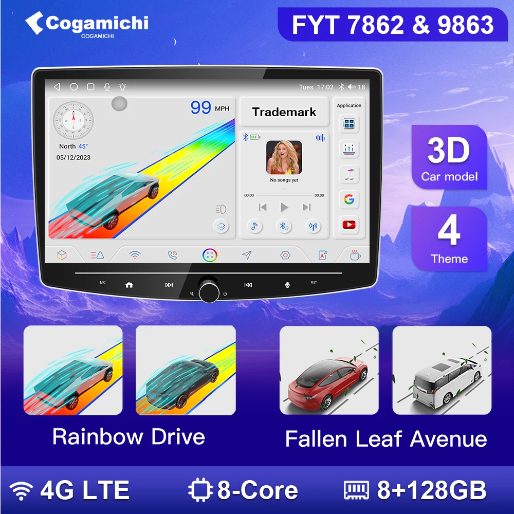 10-дюймовый Поворот Android автомобильного радиоприемника QLED-экран GPS 1 Din Применение