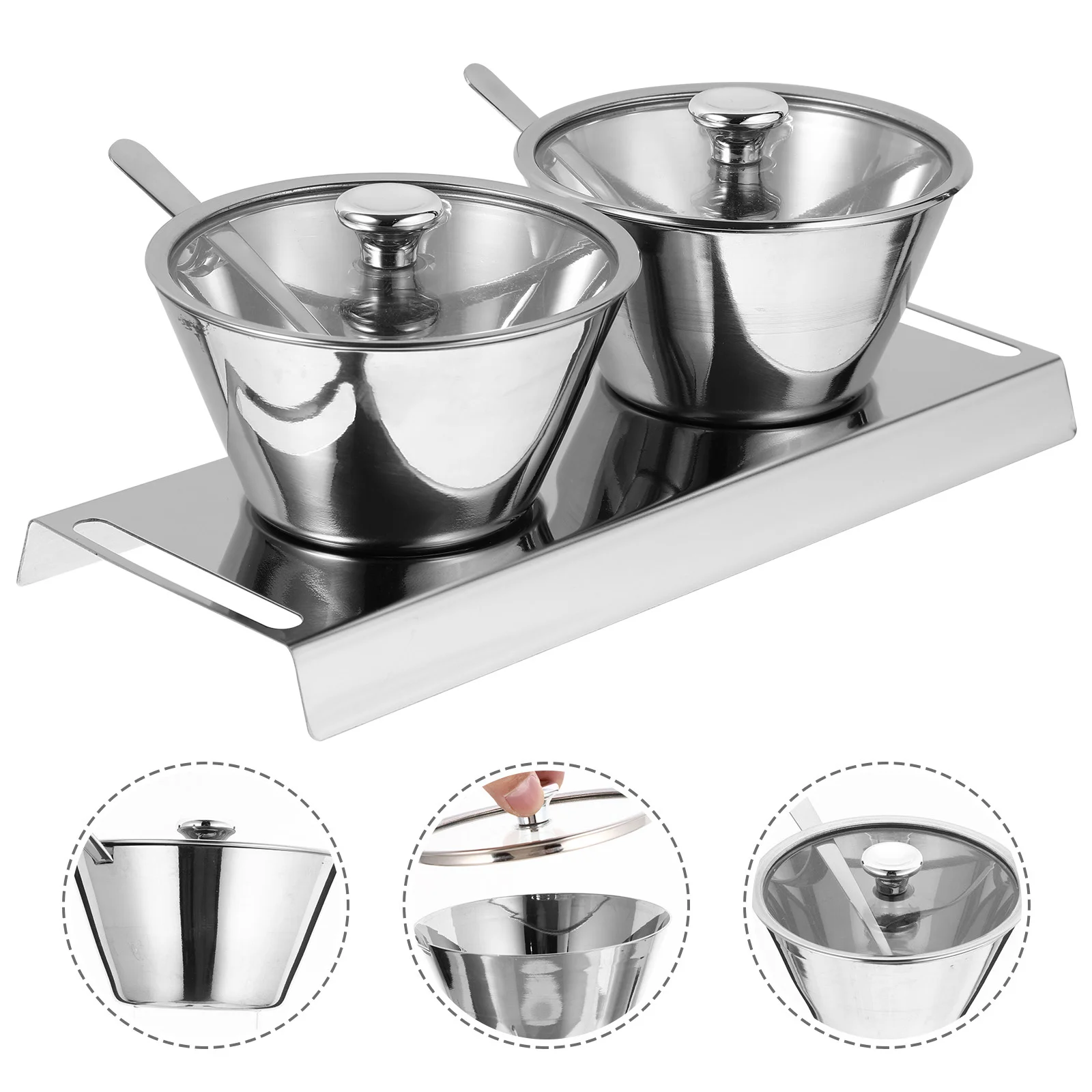 

1 комплект детской посуды из нержавеющей стали для хранения специй с визуальной крышкой