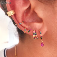 crmya color cz zircon hoop earrings for women vintage piercing gold silver plated womens drop earrings 2022 jewelry wholesale
