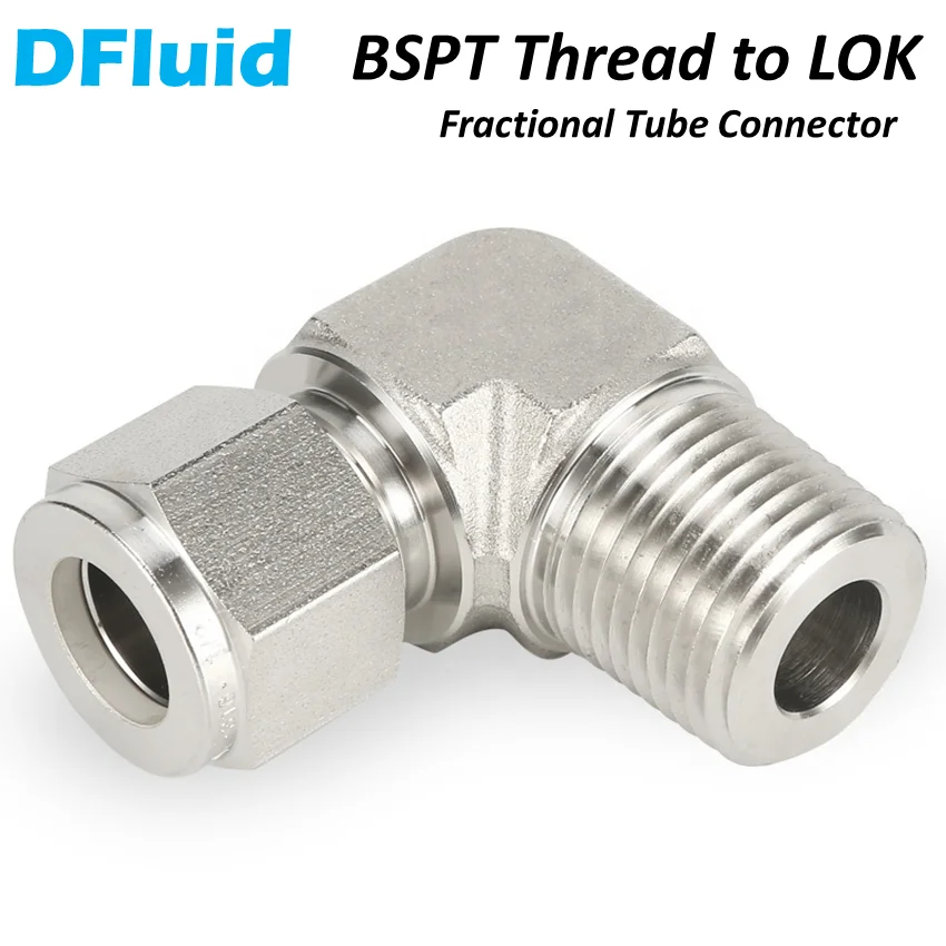 SS316L Male Elbow BSPT R Thread - LOK 1/8 1/4 3/8 1/2 3/4 inch Tube Fitting ISO7/1 PT 3000psig Stainless Steel replace Swagelok