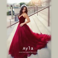 luxury wine red evening dress with sweep train prom party gowns custom vestidos de fiesta robes de soir%c3%a9e haute couture