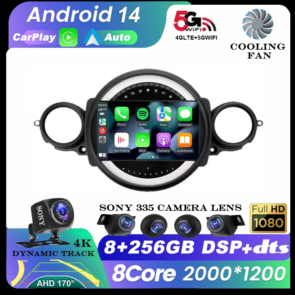 Android 14 для BMW Mini Cooper R56 R60 R51 2006-2014 Carplay Авто Мультимедиа Универсальный автомобильный