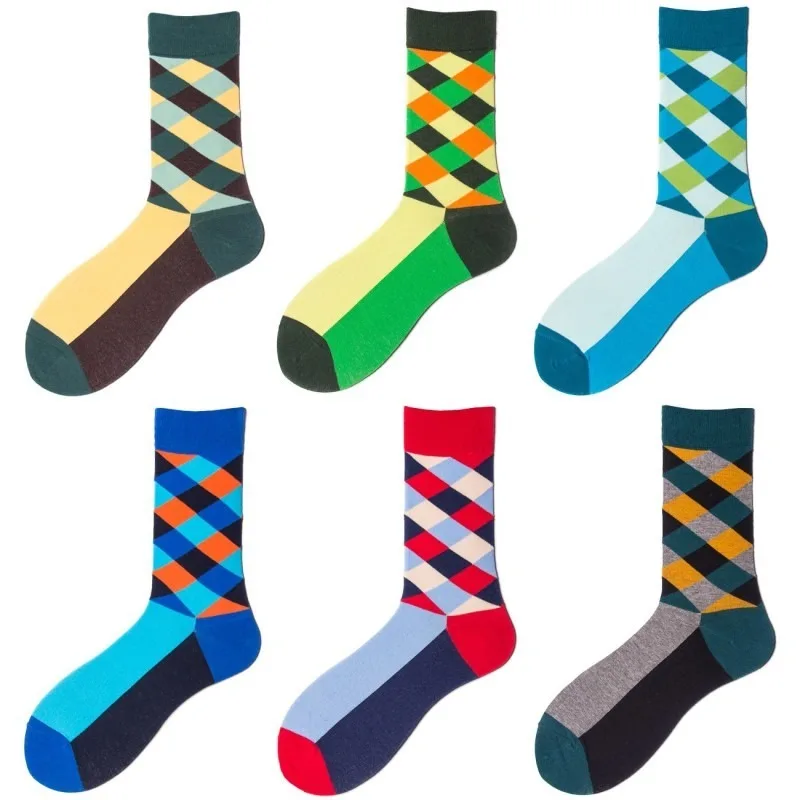 

English Style Men's Socks Plaid Women's Socks Street Cotton Socks