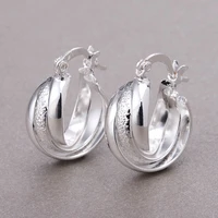 new vintage white gold plated hoop earrings for women female boho multi layer metal geometric round drop earring trendy jewelry