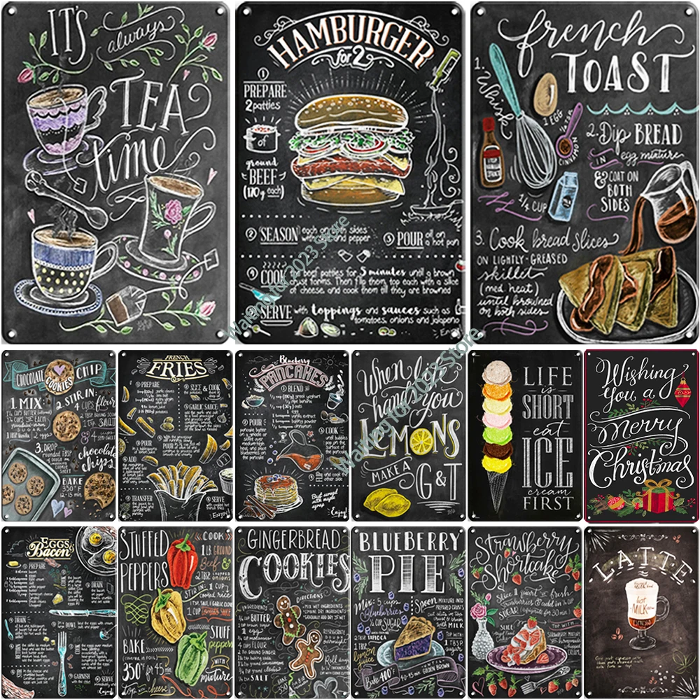 

Metal Sign Poster Burger Tin Plates Coffee Plaque Restaurant Kitchen Wall Decoration Coffee Bar Club Decoraion Delicate Cooking