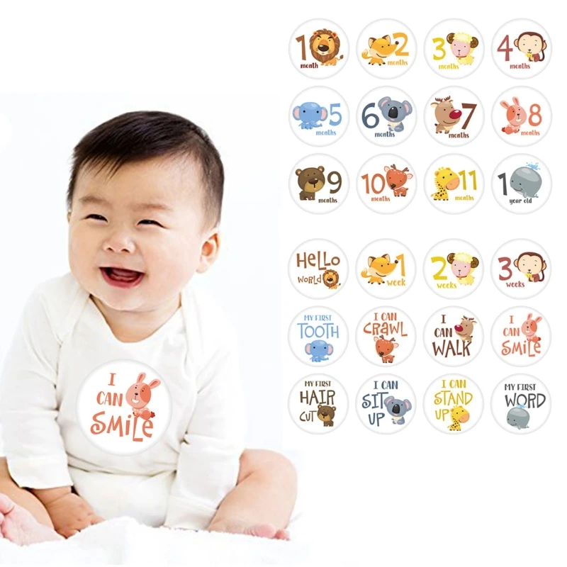 

12 Pcs Month Sticker Baby Photography Milestone Memorial Monthly Newborn Kids Commemorative Card Number Photo Props Accessories