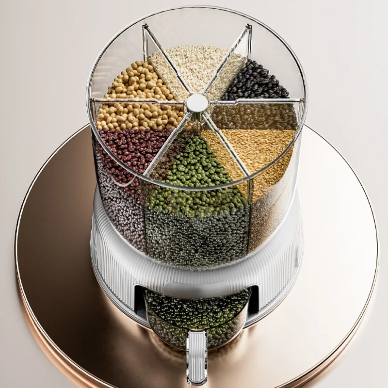 Вместительное зернистое ведро для риса с вращающимся отсеком