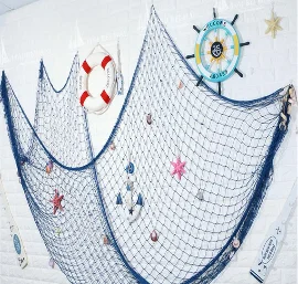 

Декоративная рыболовная сеть, белая/синяя, хлопковая