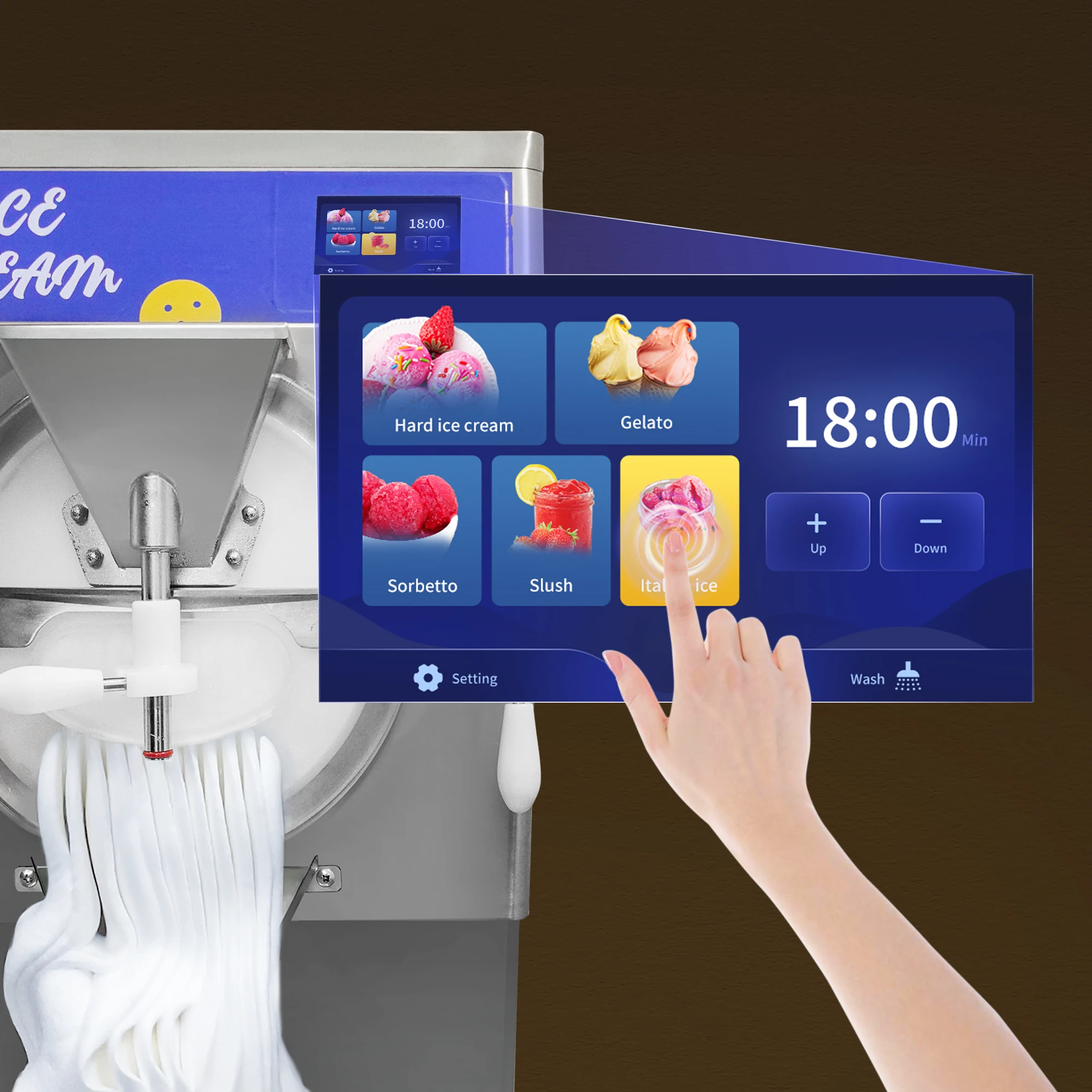 Высокая производительность 48 л/ч настольная жесткая машина для мороженого с 5