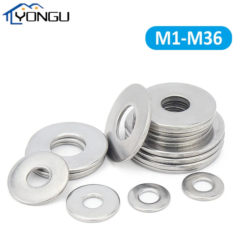 

304 Stainless Steel Large Size Oversize Flat Washer Big Wider Metal Plain Gasket DIN125 Thickened Washers M1.6 M2 M3 M4 M5M6-M36