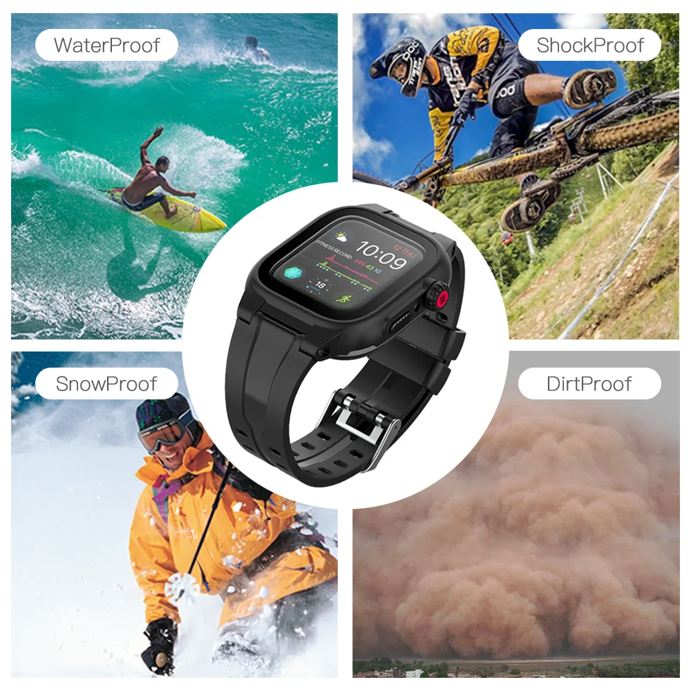 Waterproof Cover Strap for Apple Watch Case 45mm 41mm 42mm 44mm Swimming Shockproof Cases Watchband iWatch2 3 4 5 6 SE 7 Band