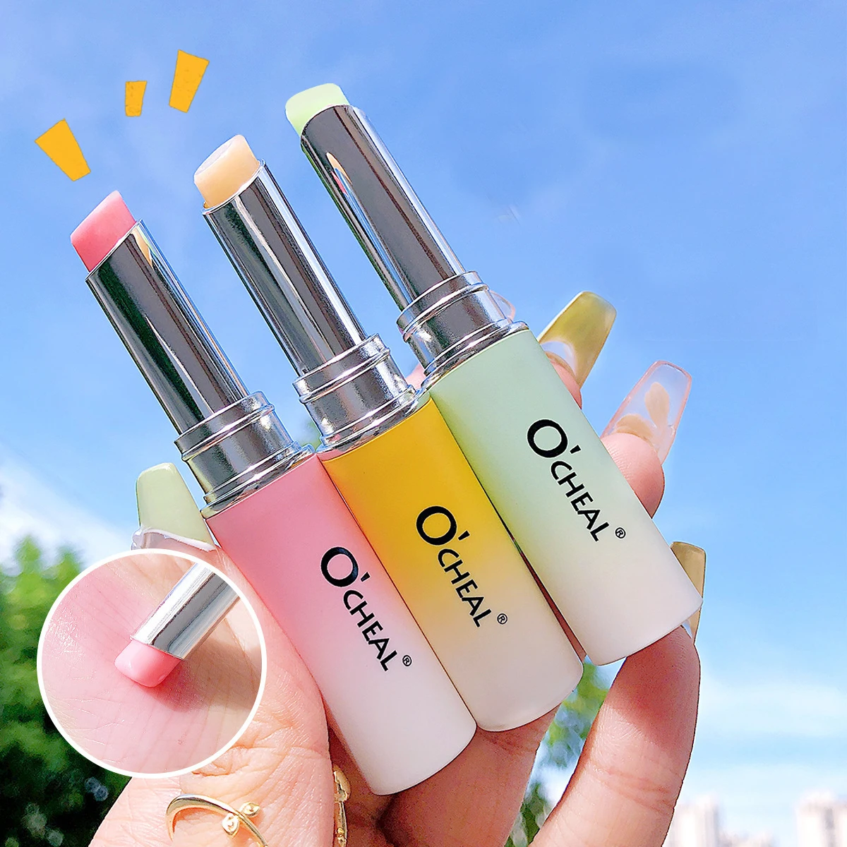 

3 Color Moisture Lip Balm Long Lasting Moisturizing Temperature Change Lipstick Anti Aging Repair Lips Mask Daily Lip Care