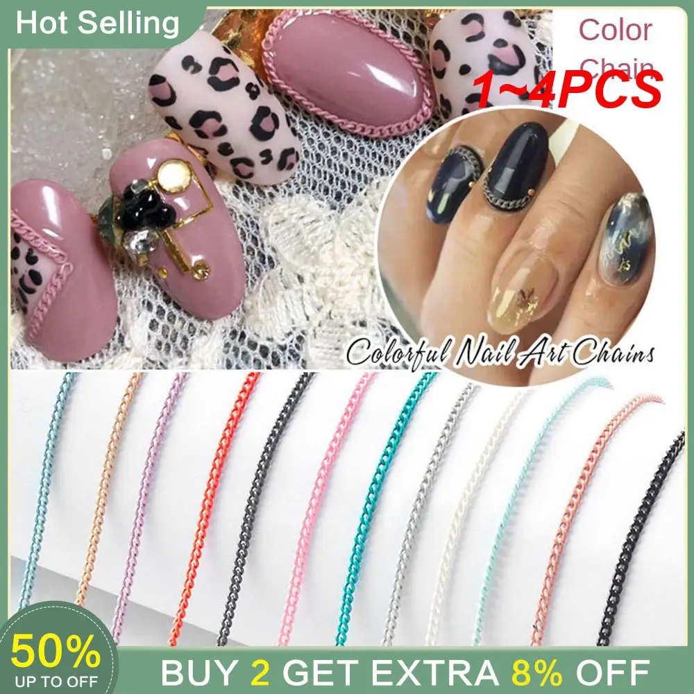 

Металлические цепочки 1-4 шт., уникальные Изящные Красочные аксессуары для ногтей на молнии, идеи для изысканного дизайна ногтей на молнии, самый популярный тренд для ногтей
