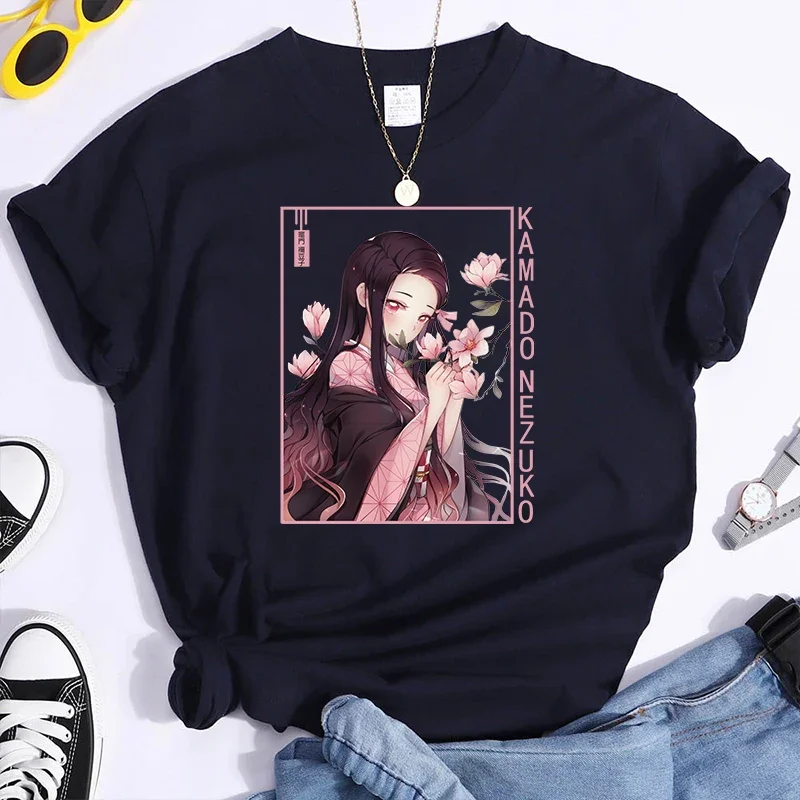 Новая футболка с принтом Харадзюку аниме камадо незуко Y2K коротким рукавом