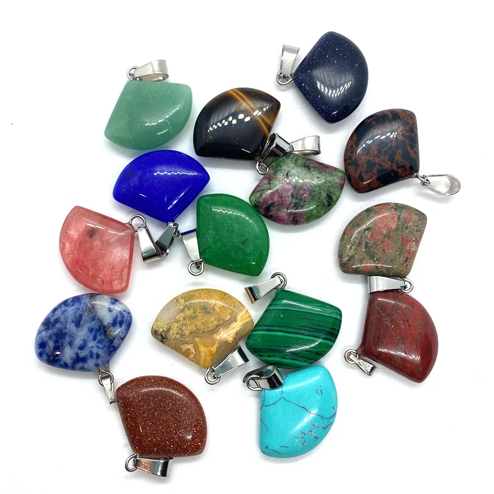 Кулон из натурального камня в форме веера для ожерелья 20x22 мм