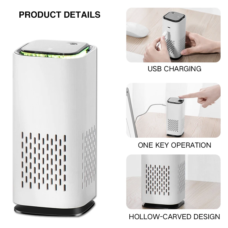 

USB Household Air Purifier Anion Air Purification Activated Carbon Air Freshener Ionizer Cleaner Dust Cigarette Smoke Remover