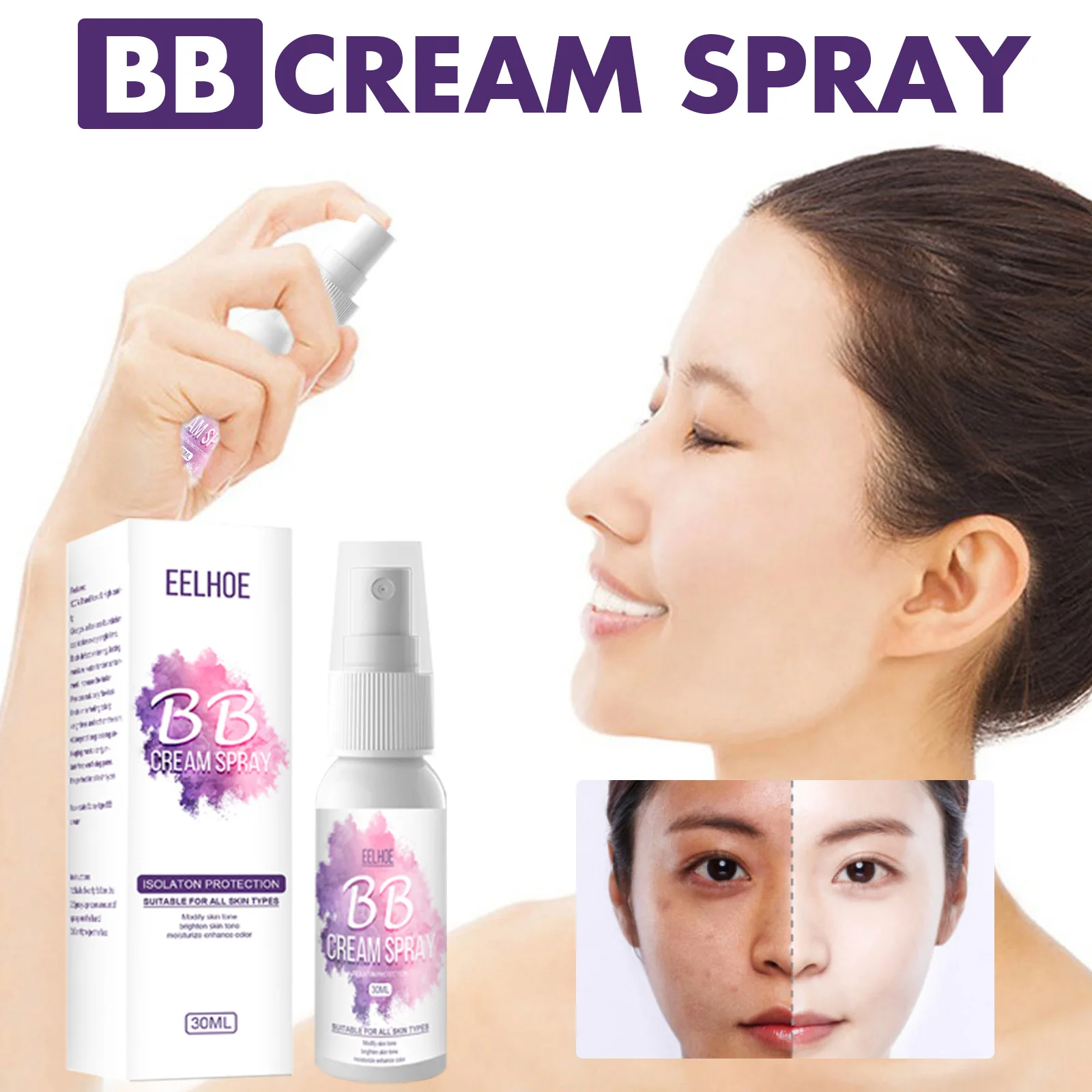 

Free Shipping EELHOE BB Cream Spray Concealer Moisturizing Repair Whitening Cream Non-make-up Skin Lightening