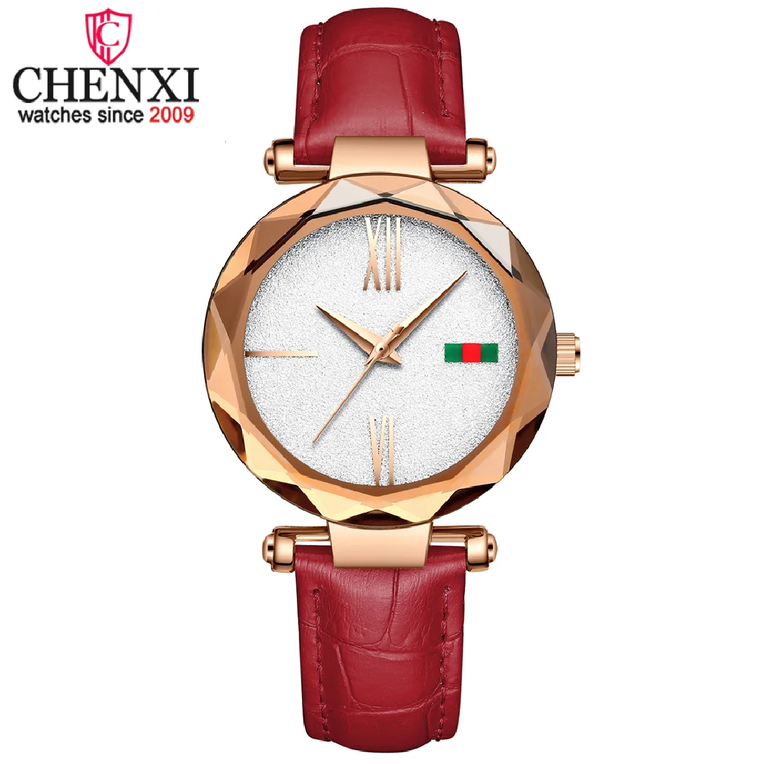 CHENXI New Womens Watches Top Brand Luxury Leather Waterproof Clock Casual Ladies Quartz Rose Gold Wristwatch Relogio Feminino