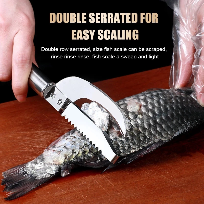 

3 In 1 Stainless Steel Fish Scale Knife Sawtooth Peelers Cut/Scrape/Dig Maw Knife Scale Scraper Scraping Boning Filleting