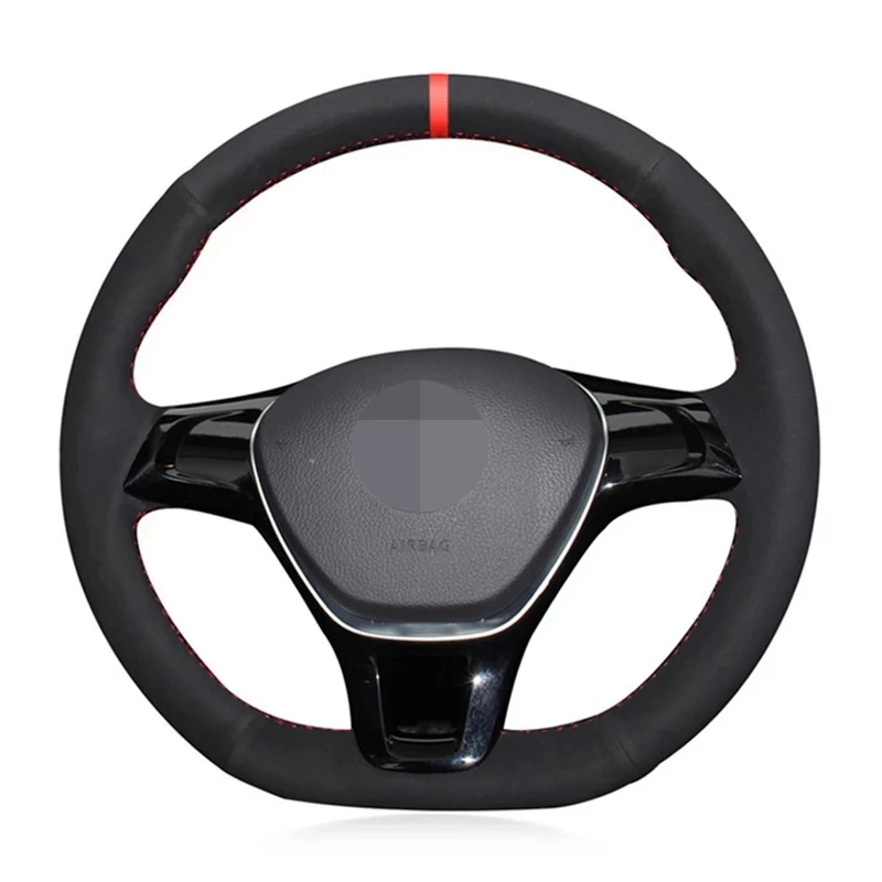 

Car Accessories Black Suede Car Steering Wheel Cover For Volkswagen VW Golf 7 (VII) Golf Passat Polo Tiguan Allspace T-Roc
