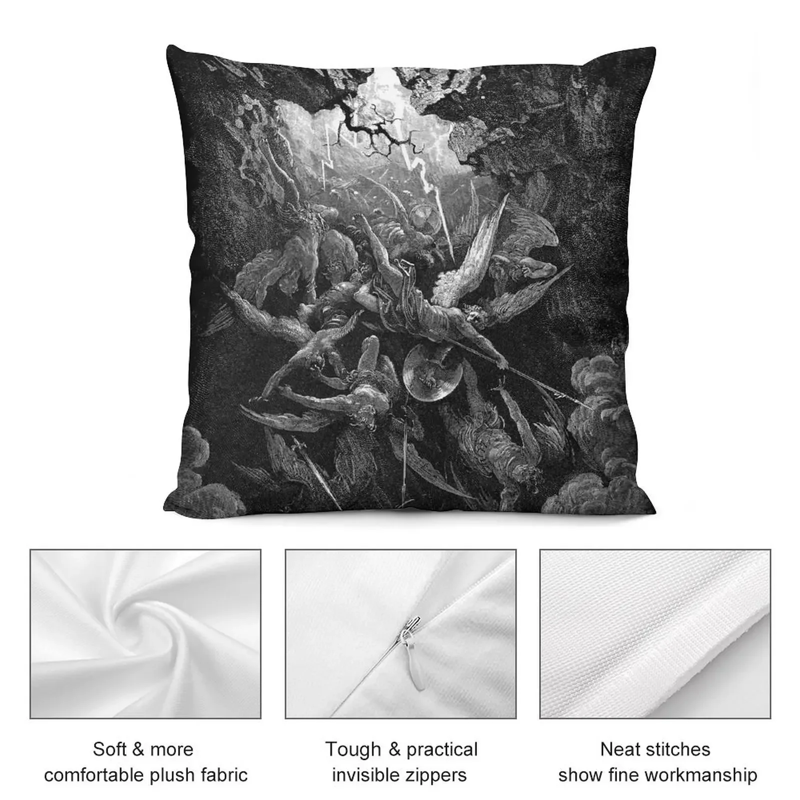 Литограф - Gustave Doré Paradise Lost Рот ада Джон Милтон Декоративная подушка наволочки для