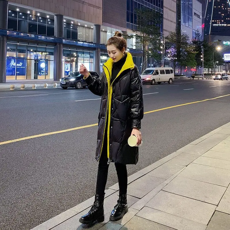 Long Women's Parkas Ladies Coat Fashion Women 2023 Loose Vintage Thick Winter Outwear Warm Cotton Padded Femme Stand Collar S68