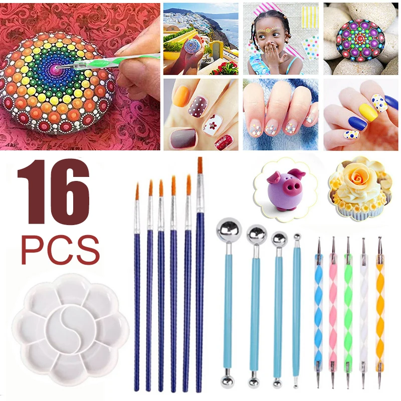

New 16pcs Mandala Dotting Tools Rock Painting Kits Dotting Art Pen Paint Stencil